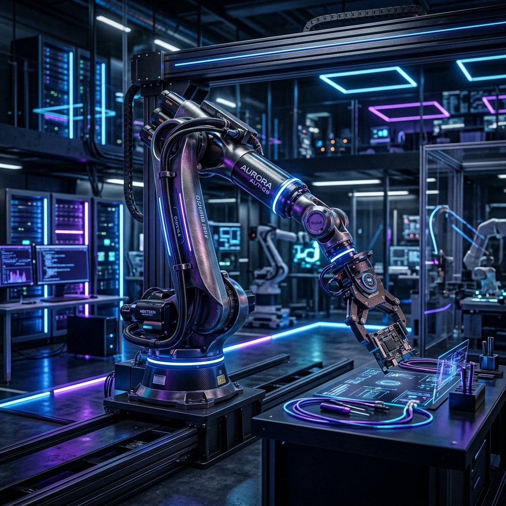 Brazo robótico industrial futurista